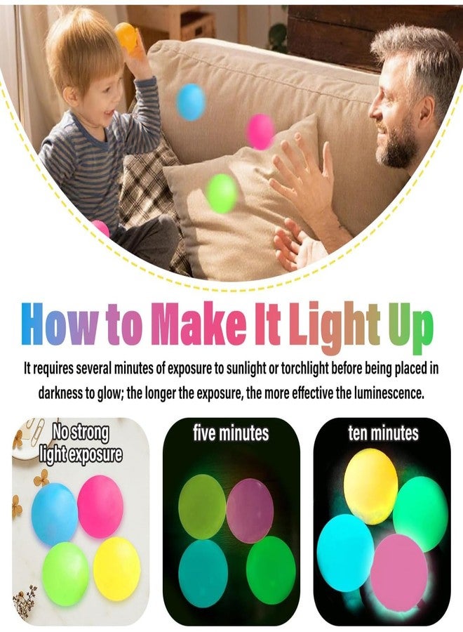 SHOPONIL Glow-in-The-Dark Sticky Balls for Kids, Stress Balls for Wall & Ceiling Play | Ceiling Ball for Adults Stress Relieving & Decoration, Party Games & DIY Crafts | Glowing Sticky Ball Toy Set - Image 3